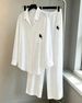 2026 Women's Cotton-Linen Minimalist Suit IDraped Embroidered Shirt Wide Leg Pants Two-Piece Set Casual Summer Fashion_ecoleips.com
