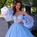 Blue Dreamy High-End Luxury Cutom Tranparent Sleeve, Straple Prince Gown With Lace Applique, Bridal Evening_ecoleips.com