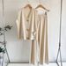 Women's Clothing Summer Gold Button V Neck Knitted Vest Casual Loose Trousers Knitted Two Piece Suit_ecoleips.com