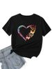 European And American Cross-border Foreign Trade Women's Clothing Heart Butterfly Print Round Neck Short-sleeve T-shirt_ecoleips.com