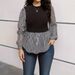 Women's Clothing Plus Size Clothes Patchwork Striped Shirt – Oversized Button-Down Blouse For Women, Loose Fit & Comfortable (0XL-4XL, Black)_ecoleips.com