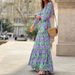 FD937 In-stock Cross-border Women's Clothing 2023 Autumn New Fashion V-neck Long-sleeve Mid-length Bohemian Dress_ecoleips.com