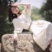 Women's 2024 New Summer Ethnic Bohemian Long French Hollow V-neck White Dress_ecoleips.com
