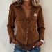 Women's Pink Faux Suede Fringe Shirt, Long Sleeve Button Down Western Cowboy Blouse, V Neck Slim Fit Casual Top For Daily Wear, Party, Country Style O_ecoleips.com