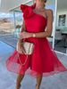 Women's Clothing New Women's One Shoulder Sleeveless Mesh Splicing Large Swing Dress Skirt_ecoleips.com