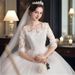 Women's Clothing French Style Long Sleeved Wedding Dress Simple Elegant Floor Length Slimming Plus Size Petite Design For Spring_ecoleips.com