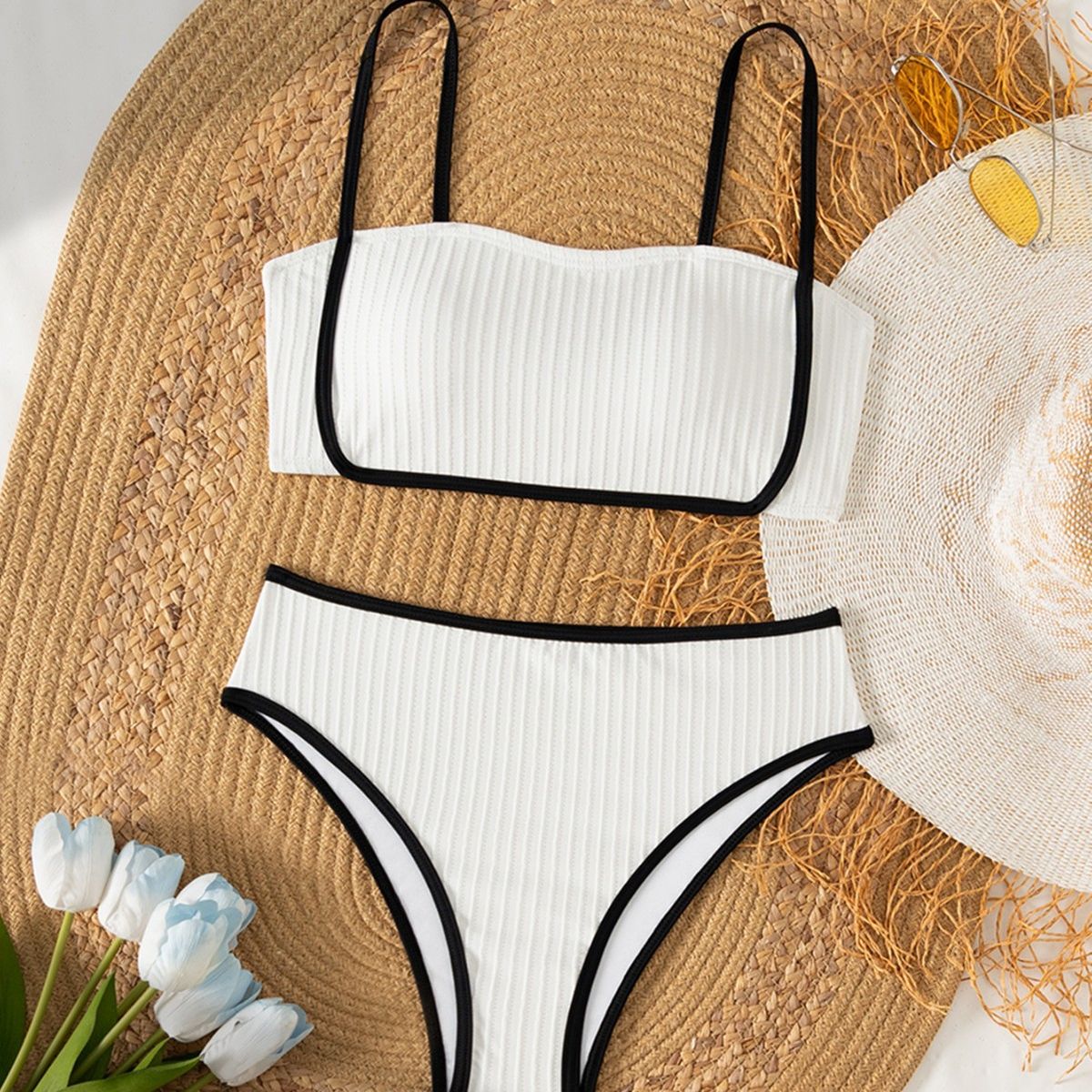 Women's Clothing Women's Sexy Bikini Solid Color Swimsuit Special Fabric Bikini_ecoleips.com