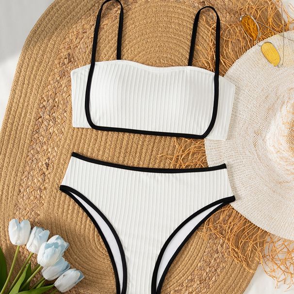 Women's Clothing Women's Sexy Bikini Solid Color Swimsuit Special Fabric Bikini_ecoleips.com