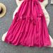 Elegant High-Waisted A-Line Dress for Women Summer Long Sleeve Three-Dimensional Floral Pattern Luxury Feel_ecoleips.com