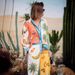 Women's Clothing fashion personality printed linen color matching holiday leisure tether suit_ecoleips.com