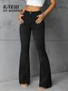 Women's Flared Jeans | High Waist Bootcut | Stretch Denim Pants | Vintage 70s Style | Autumn Fashion_ecoleips.com