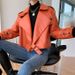 Women's Genuine Sheepskin Leather Jacket – Oversized Biker Style, Wrinkle-Resistant Short Coat For Casual & Office Wear (Black/Green/Red/Orange)_ecoleips.com