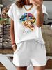Women’s 2 Piece Outfit Set – Oversized Graphic T-Shirt And Biker Shorts Matching Set, Casual Summer Lounge Tracksuit For Daily Wear-364_ecoleips.com