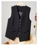 Women's Slim Fit Short Vest Black Spring Autumn New Style Layering Suit Outerwear_ecoleips.com