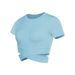 Women's Cross-Front Fitness Tee – Slim Fit Workout Top For Yoga, Running & Gym | Quick-Dry Polyester (6 Colors, S-Xl)_ecoleips.com