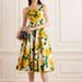 Women's Clothing Suspender Dress Vacation Cotton Yellow Rose Random Print Princess Fairy Dress_ecoleips.com