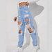 Women's Clothing Trendy Distressed Ripped Jeans For Women Washed Straight Leg Ladies Trousers_ecoleips.com