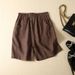 Suitable For All Seasons Cotton For Women, Mom Summer Thin Style, Ladies' Linen Pants, Plus Size, Slimming, Tummy Covering, Wide Leg, Five-Point_ecoleips.com