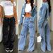 Women's Clothing Fashion Retro Pocket Washed Straight Workwear Jeans Joint Wide Leg Casual Jeans_ecoleips.com