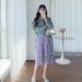 Autumn New Korean Fashion With Strap Cake Skirt And Denim Jacket Two-Piece Set Maternity Dress_ecoleips.com