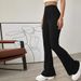 Voya Women's Spring Summer New European And American Style High-waisted Slim-fit No-belt Flared Knit Casual Long Pants Casual Flared Pants_ecoleips.com