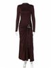 Elegant Temperament Women's Long Dress Solid Color Round Neck Long Sleeve Decorative Buckle Dress For Women_ecoleips.com