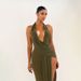 Elegant Backless Halter Neck Bodycon Dress V-Neck Slit Summer Fashion Women's European American Style Clothing_ecoleips.com