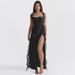 Summer Fashionable Ruffled Patchwork Dress for Women Sexy Elegant Slit European American Style Cross Border New 2025_ecoleips.com
