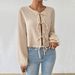 Voya Women's Elegant And Intellectual Style T-shirt For Autumn And Winter, Loose And Slim Fit, Short And Tied Cardigan Top_ecoleips.com