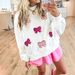 Christmas & Valentine’s Bow Sweatshirt – Embroidered Long-Sleeve Top (XS/S/M/L, Beige/Pink)_ecoleips.com