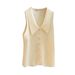 Women's High-End Polo Collar Ice Silk Knitted Vest Sleeveless Top Slim Fit Lapel New Summer Style_ecoleips.com