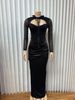 ng2510292 Cross-Border European And American New Half-High Collar Lace-Up Patchwork Low-Cut Sexy Bodycon Long Sleeve Dress_ecoleips.com
