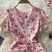 Summer French Retro Style Chiffon Floral Dress for Women Gentle Ruffled V Neck Fishtail Bodycon Fashion Gift_ecoleips.com