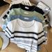 Women's Clothing Summer Women's Color Block Striped T-Shirt Round Neck Short Sleeve Ice Silk Knitwear Design_ecoleips.com
