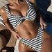 Women's Clothing Split Swimsuit Black And White Contrast Sexy Bikini_ecoleips.com