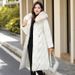 Women's Clothing Winter Long Hooded Coat With Faux Fur Trim, Slim Fit Warm Padded Jacket For Casual & Office Wear (Black, Khaki, Brown, White)_ecoleips.com
