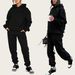 Women's Fleece Hoodie & Jogger Set - Long Sleeve Pullover Sweatshirt With Pockets, Streetwear Loungewear (Black/Light Grey/Dark Grey/Pink/Khaki)_ecoleips.com
