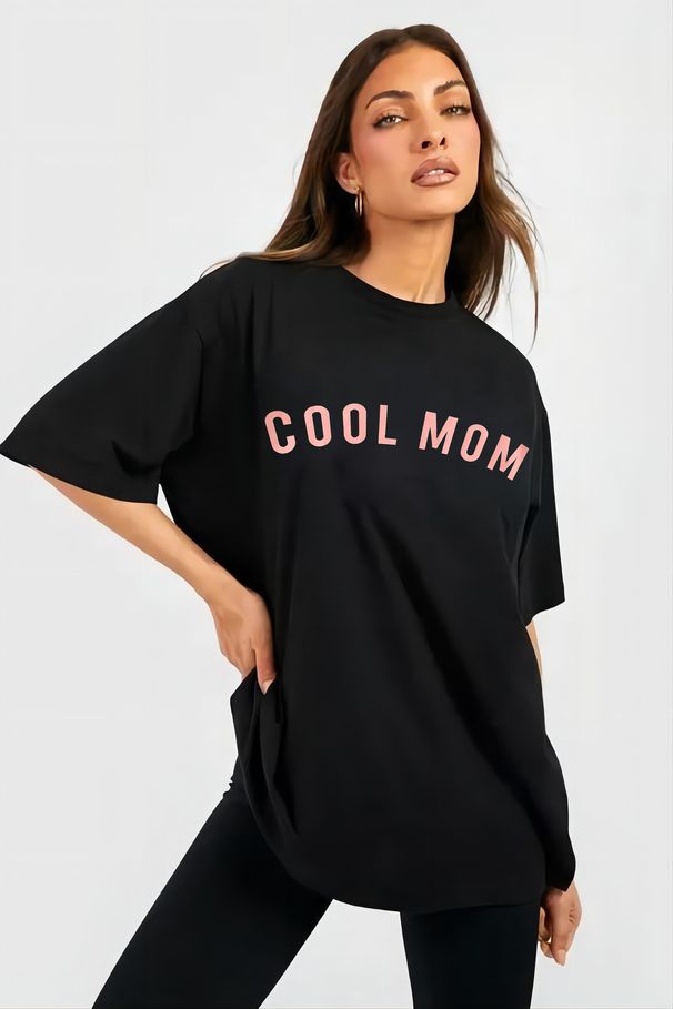 Women's Casual Black T-Shirt Simple round Neck Short Sleeve Breathable Cotton Polyester Top with Loose Letter Print for Spring/Autumn & Summer_ecoleips.com