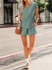 K New Women's V-neck Short Sleeved Shorts Fashion Casual Two-piece Set_ecoleips.com