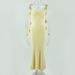 Women's Sexy Evening With Backless Shoulder Straps, Three-Dimensional Flower Decoration Suspender, Long Dress_ecoleips.com