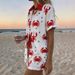 Women's Resort Style Printed Collared Shirt And Shorts Set Short Sleeve Style_ecoleips.com