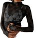 Independent Website New Lace Top Sexy Hollow-out Women's Casual Inner Wear Long-sleeve Mesh Base Shirt_ecoleips.com