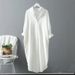 Cotton-linen Sun-protective White For Women, 2026 Spring-summer New Versatile Loose Casual Top, Mid-length Shirt Dress_ecoleips.com