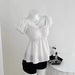 K New Polka Dot Bubble Sleeve Top Printed Round Neck Slimming Short Sleeved T-shirt For Women. No Necklaces Or Other Accessories_ecoleips.com