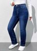 K Fashionable Casual Elastic Denim Straight Leg Pants_ecoleips.com