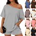 Summer 2 Piece Women's Fashionable Casual TK Clothing Set Asymmetrical Neck Top And Shorts European And American Style Export_ecoleips.com