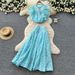 Women's French Style Two Piece Set Heart Print Ruffled Round Neck Top High Waisted Full Length Skirt_ecoleips.com