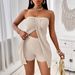 Women's Clothing Strapless Top And Shorts Set Solid Color Spring/Summer Regular Size_ecoleips.com