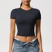 Women's Clothing Nylon Casual Tight Quick Drying Pilates Top Yoga Wear Short Sleeved Running Fitness Sports T Shirt_ecoleips.com