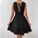 2023 Independent Station Cross-Border New Hot Lace Trim Patchwork Pleated V-Neck Sexy Backless Dress_ecoleips.com